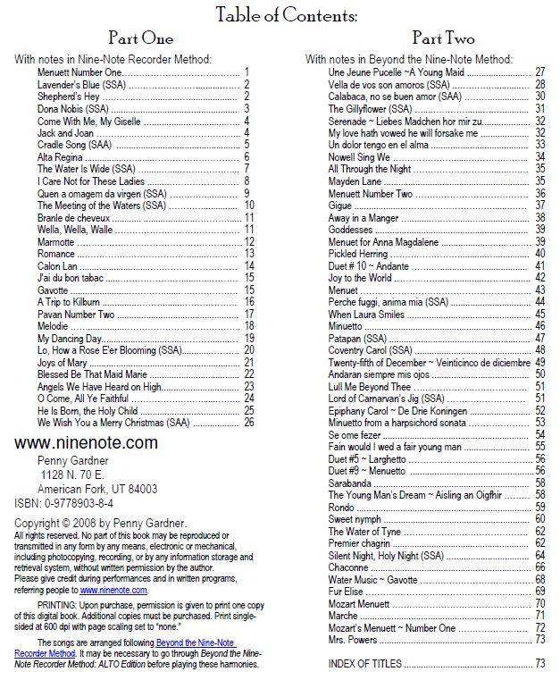 soprano and alto recorder duets